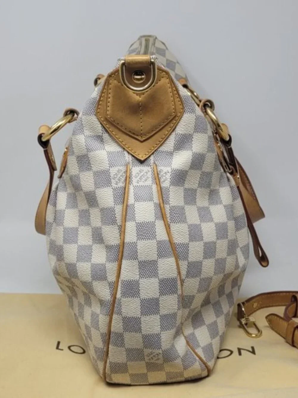 LOUIS VUITTON Damier Azur Canvas Evora MM Tote Bag